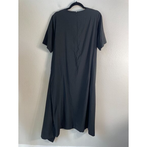 COS Womens 12 Black Tie Front Maxi Dress Short Sleeve Minimalist Lagenlook - Picture 10 of 11